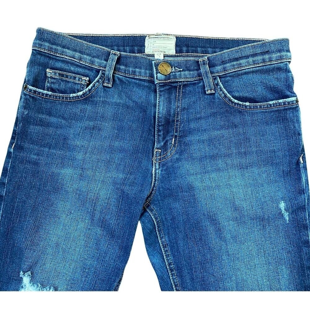 CURRENT/ELLIOTT The Cropped Straight Limitless Destroy Released Hem 27 Excellent - Picture 9 of 15